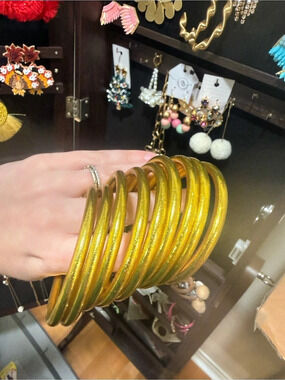Budha Girl Gold Bangle Bracelet Stack